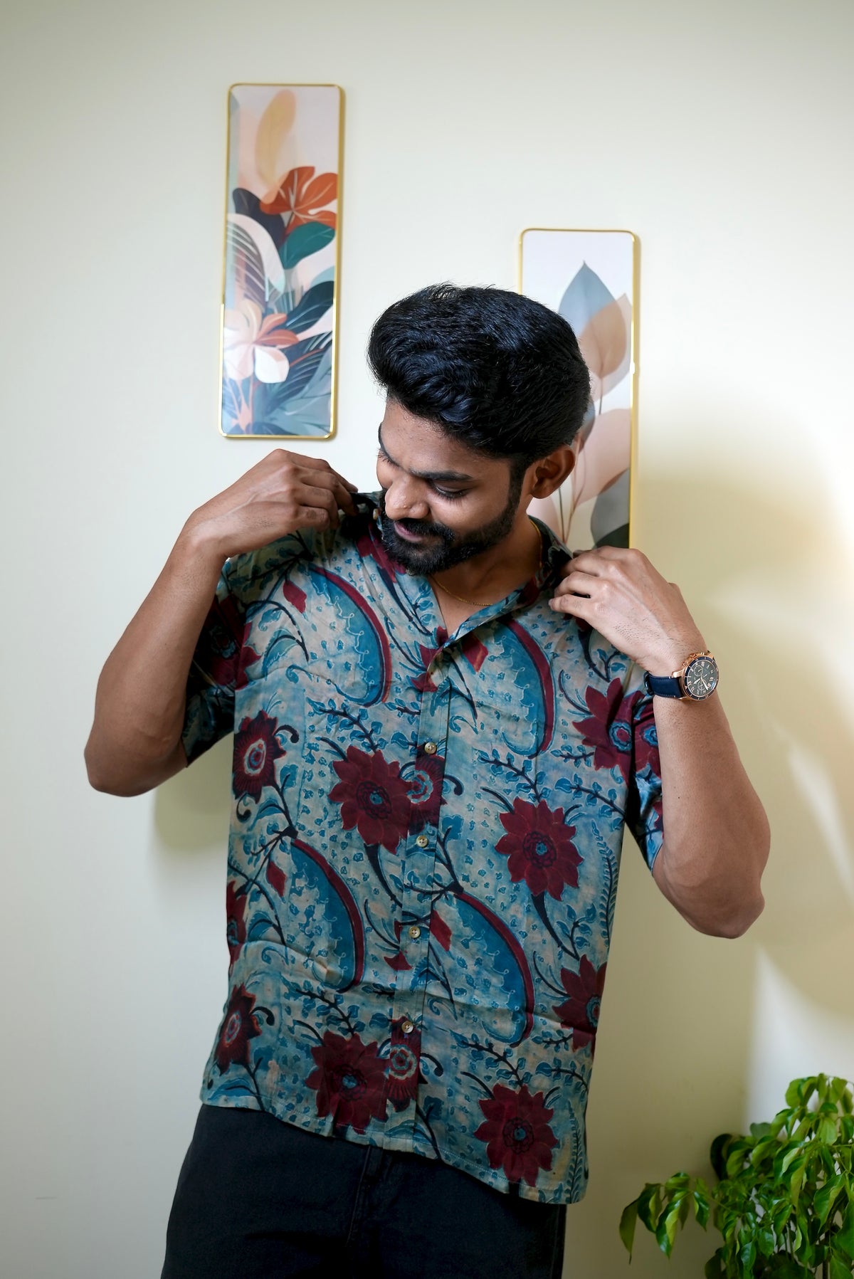 MODALE INDIGO FLOWER SHIRT