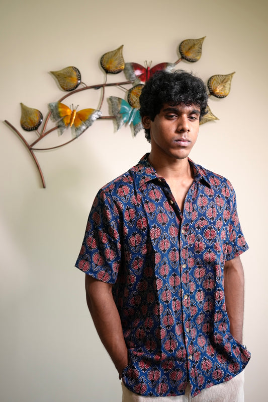 AJRAKH INDIGO ANAR SHIRT