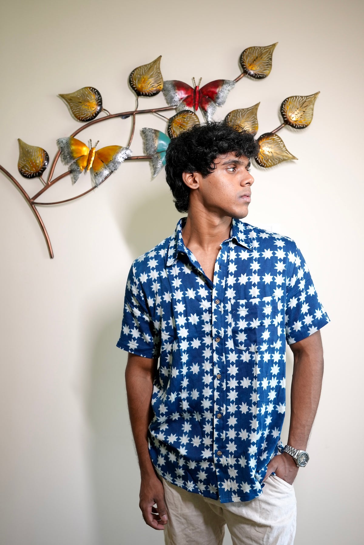 AJRAKH INDIGO STAR SHIRT