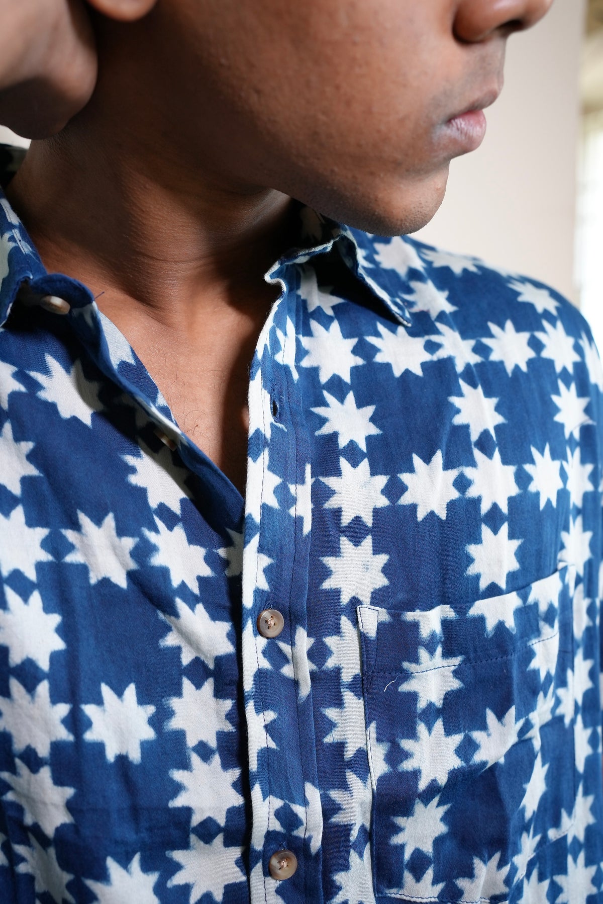 AJRAKH INDIGO STAR SHIRT