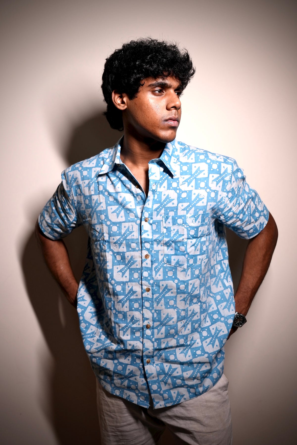 BATIK SKY BLUE SNAKE LADDER SHIRT