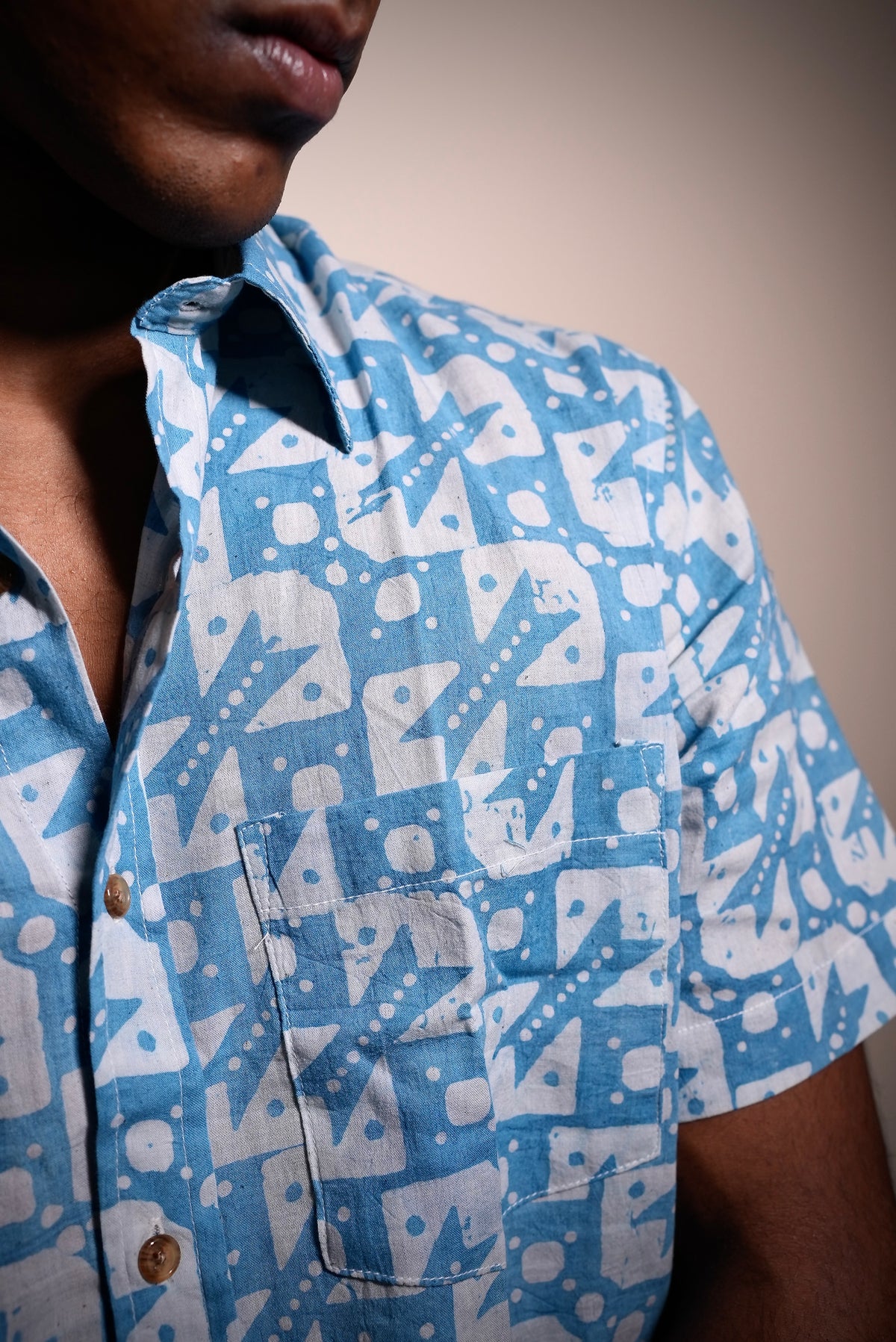 BATIK SKY BLUE SNAKE LADDER SHIRT