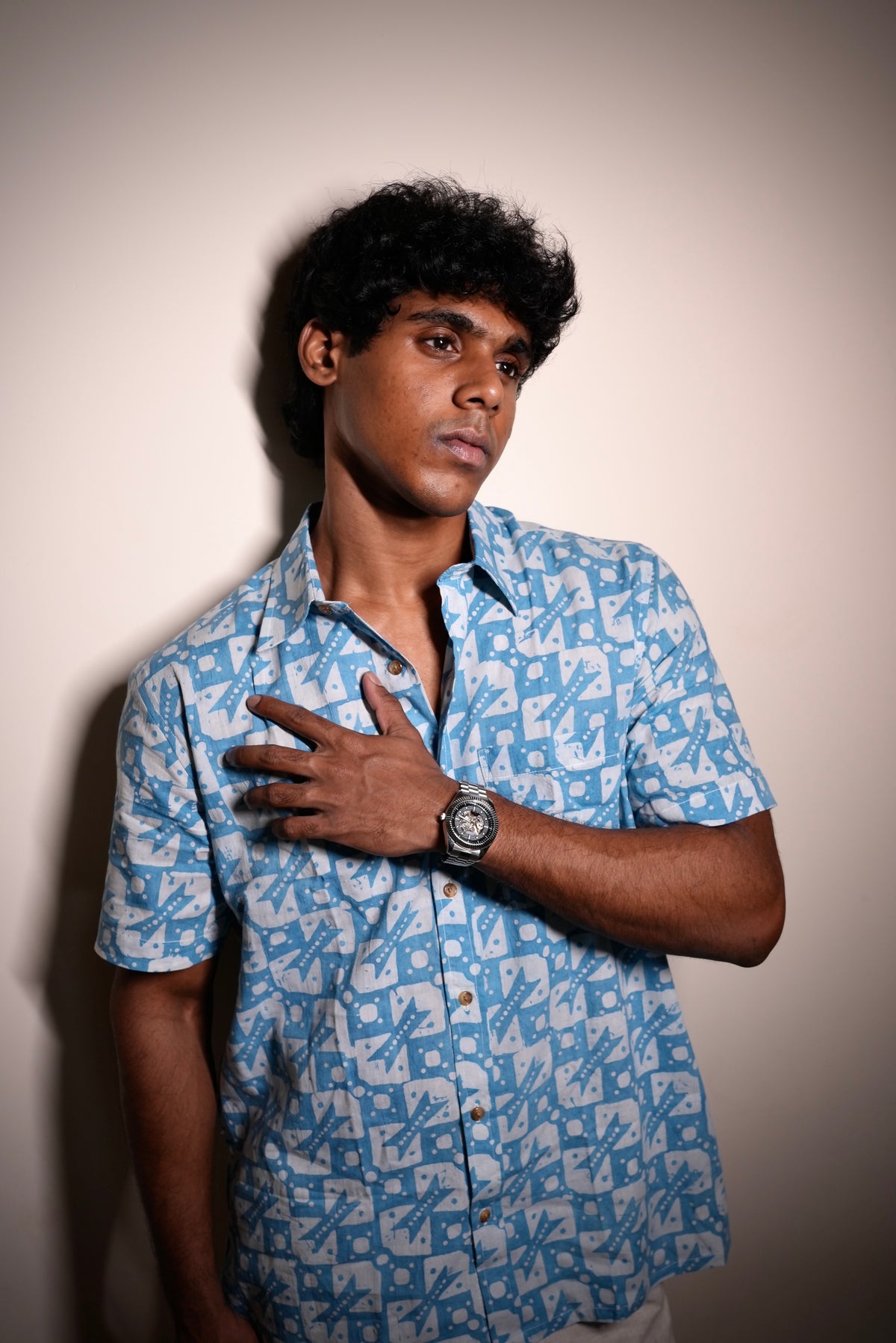 BATIK SKY BLUE SNAKE LADDER SHIRT