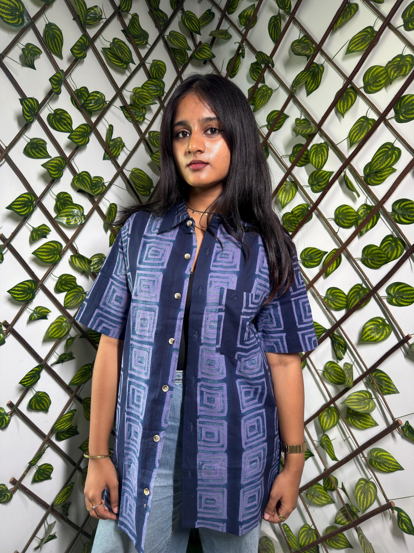 SHIBORI LAVENDER SQUARE SHIRT