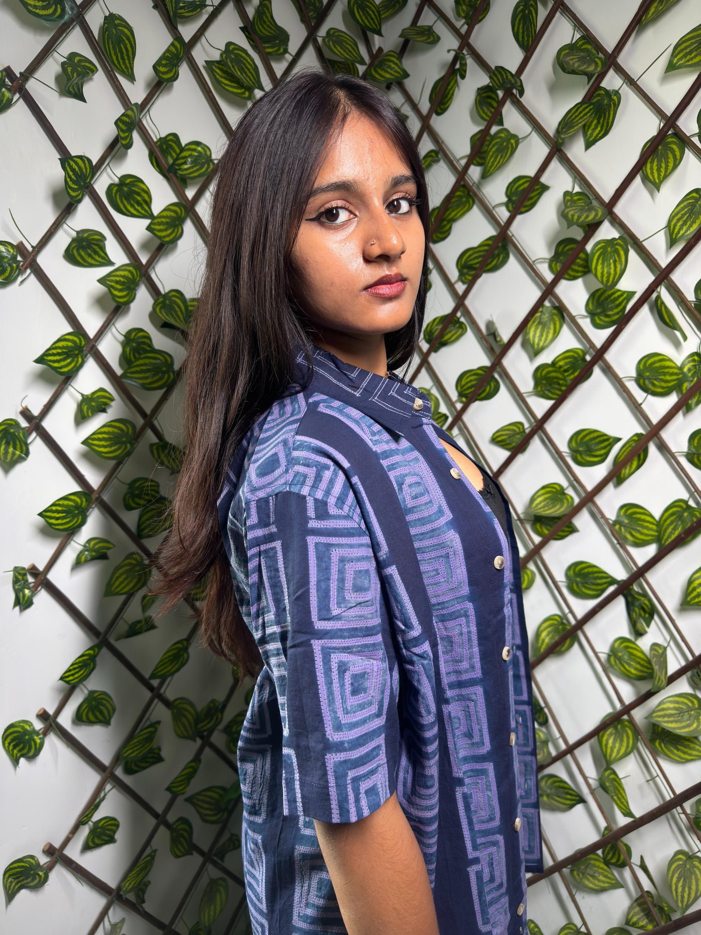 SHIBORI LAVENDER SQUARE SHIRT