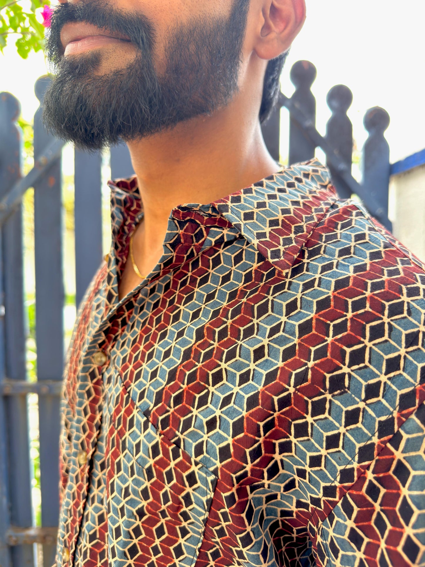 AJRAKH HEXAGON FLORAL SHIRT