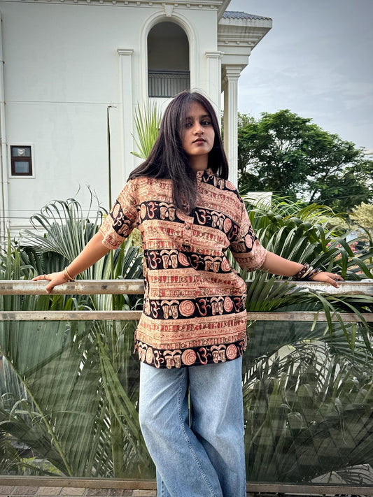 BLACK KALAMKARI MANTRA SHORT KURTA