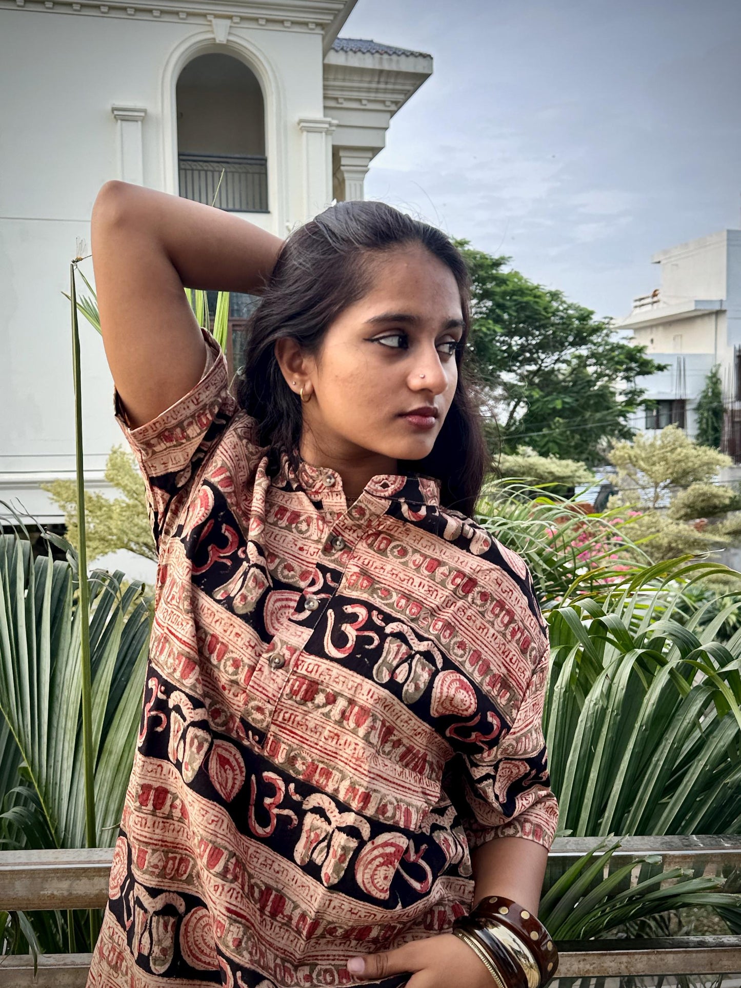 BLACK KALAMKARI MANTRA SHORT KURTA