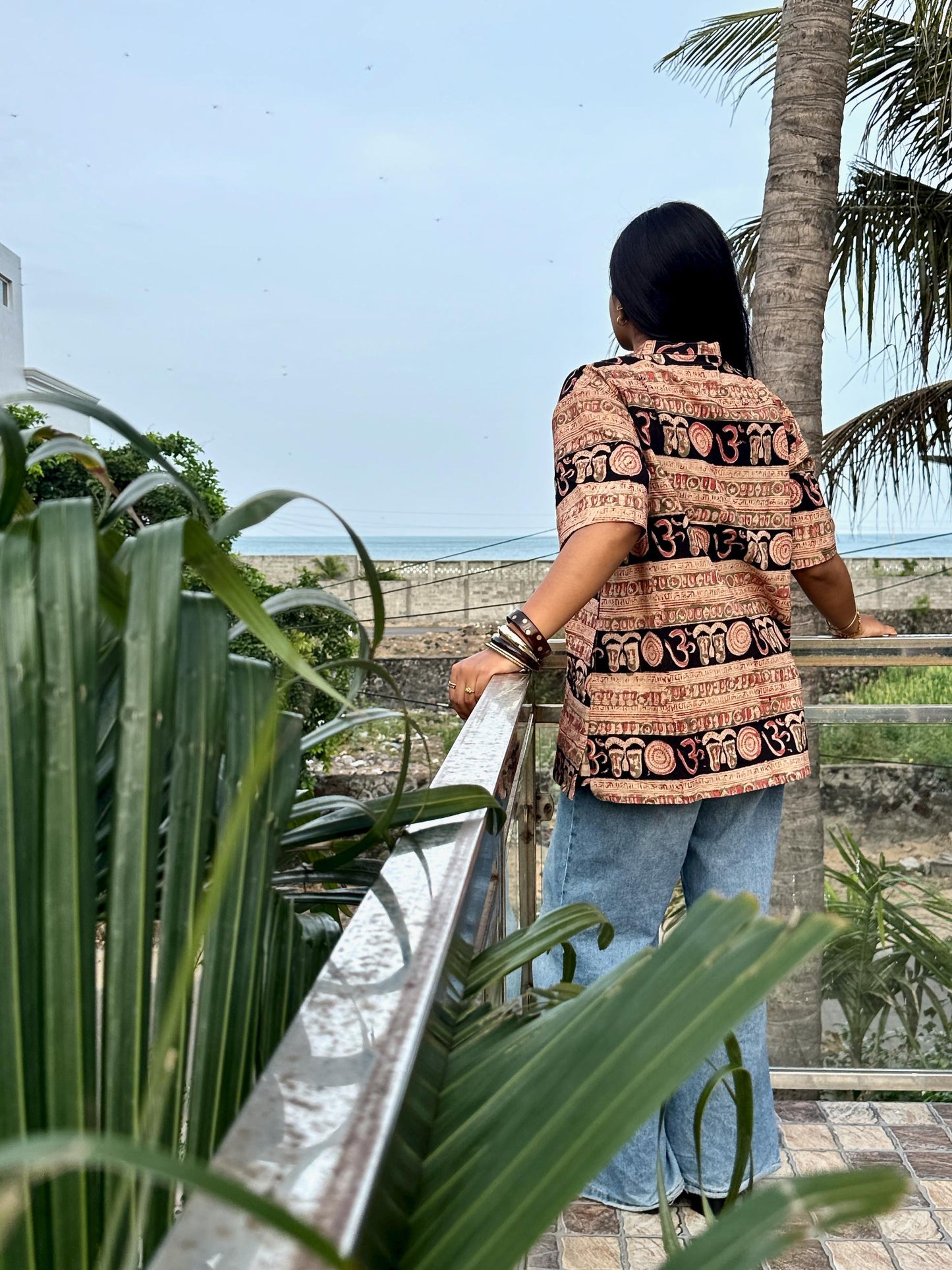 BLACK KALAMKARI MANTRA SHORT KURTA
