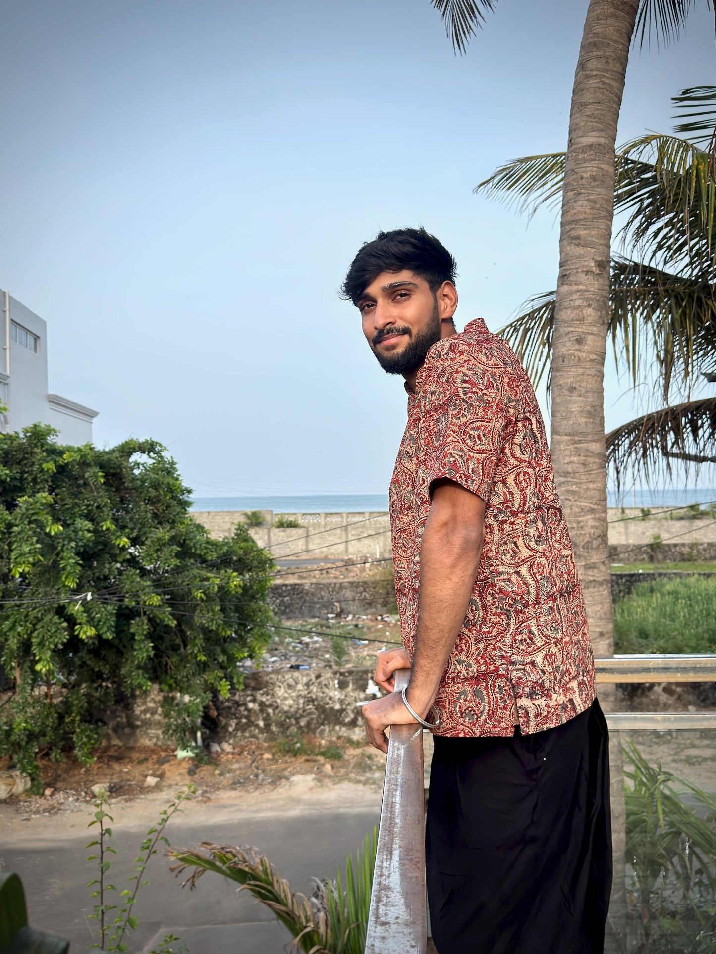 KALAMKARI MAROON FLORAL SHORT KURTA