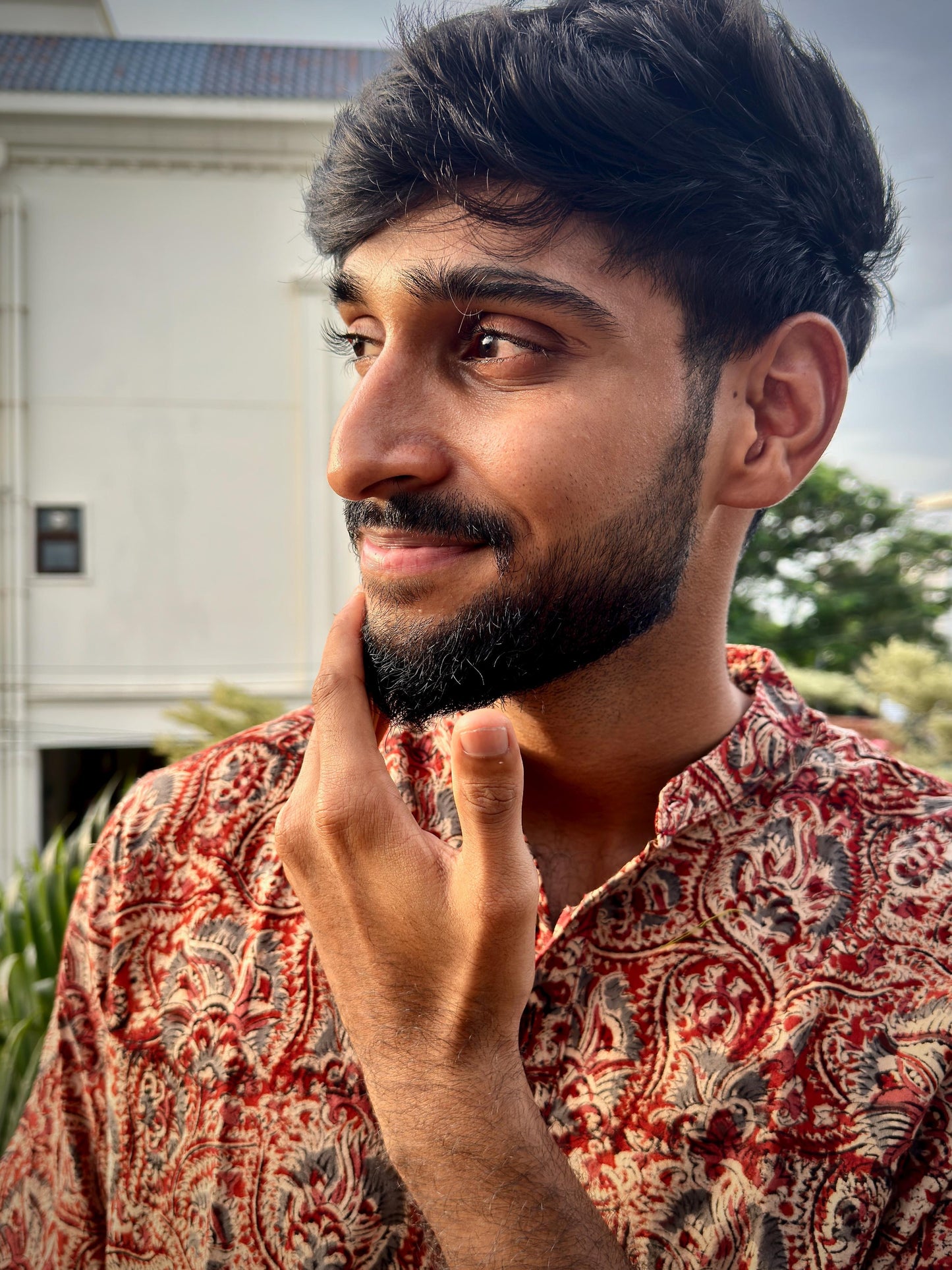KALAMKARI MAROON FLORAL SHORT KURTA