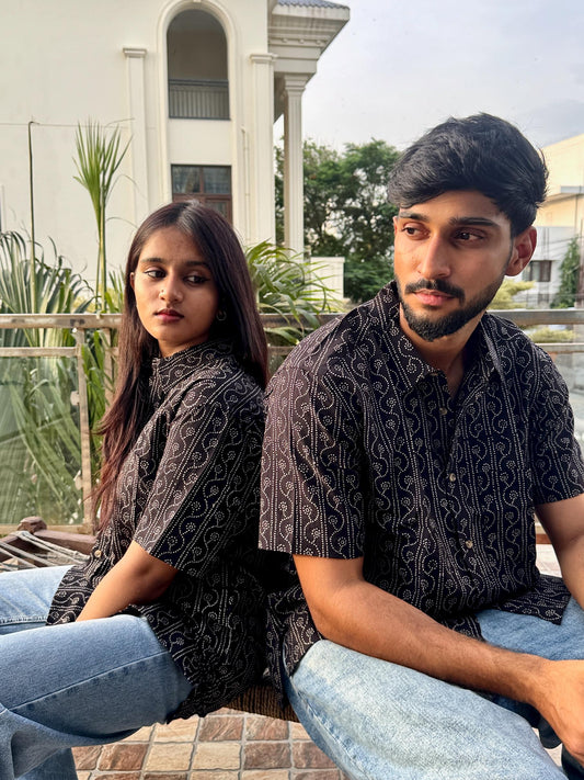 AJRAKH BLACK STRIPE SHIRT
