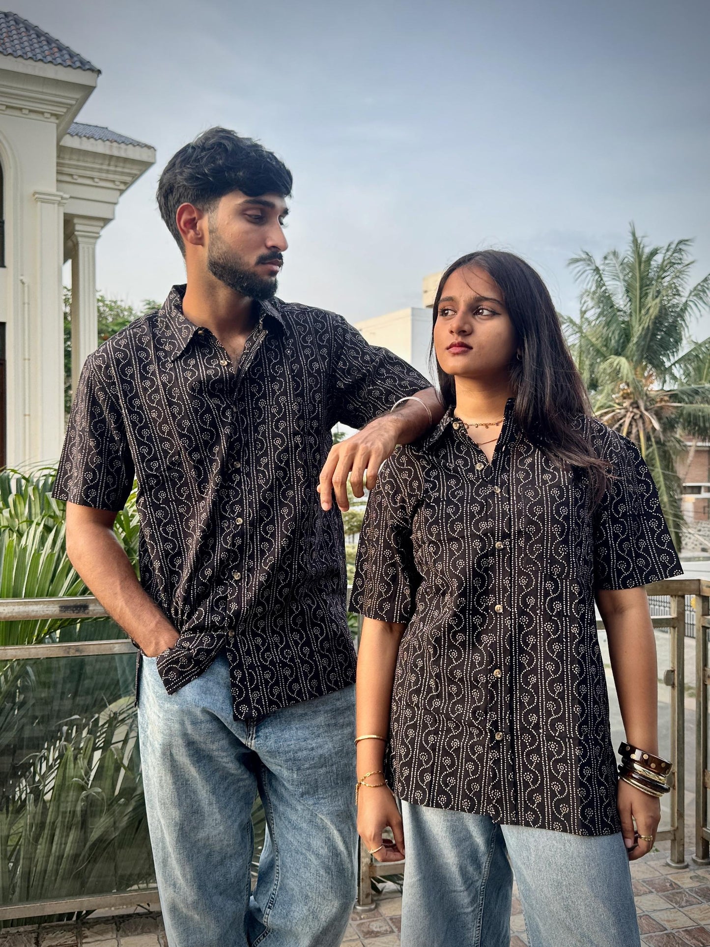 AJRAKH BLACK STRIPE SHIRT