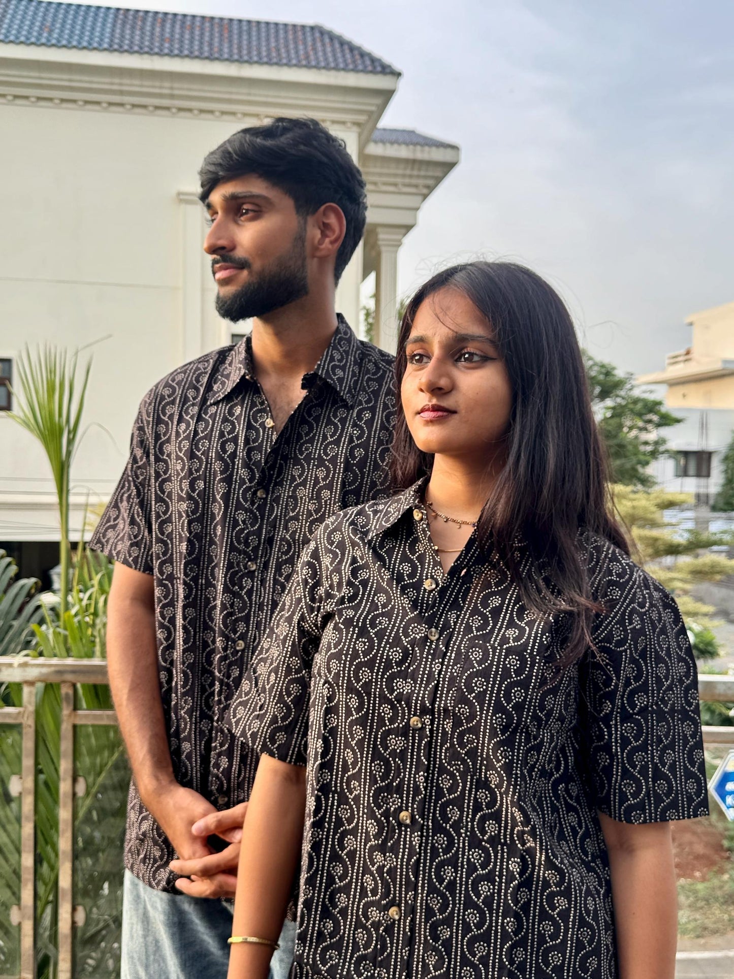 AJRAKH BLACK STRIPE SHIRT