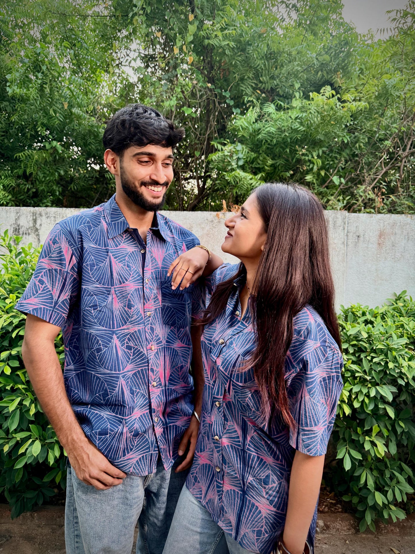 SHIBORI INDIGO PINK THUNDER SHIRT