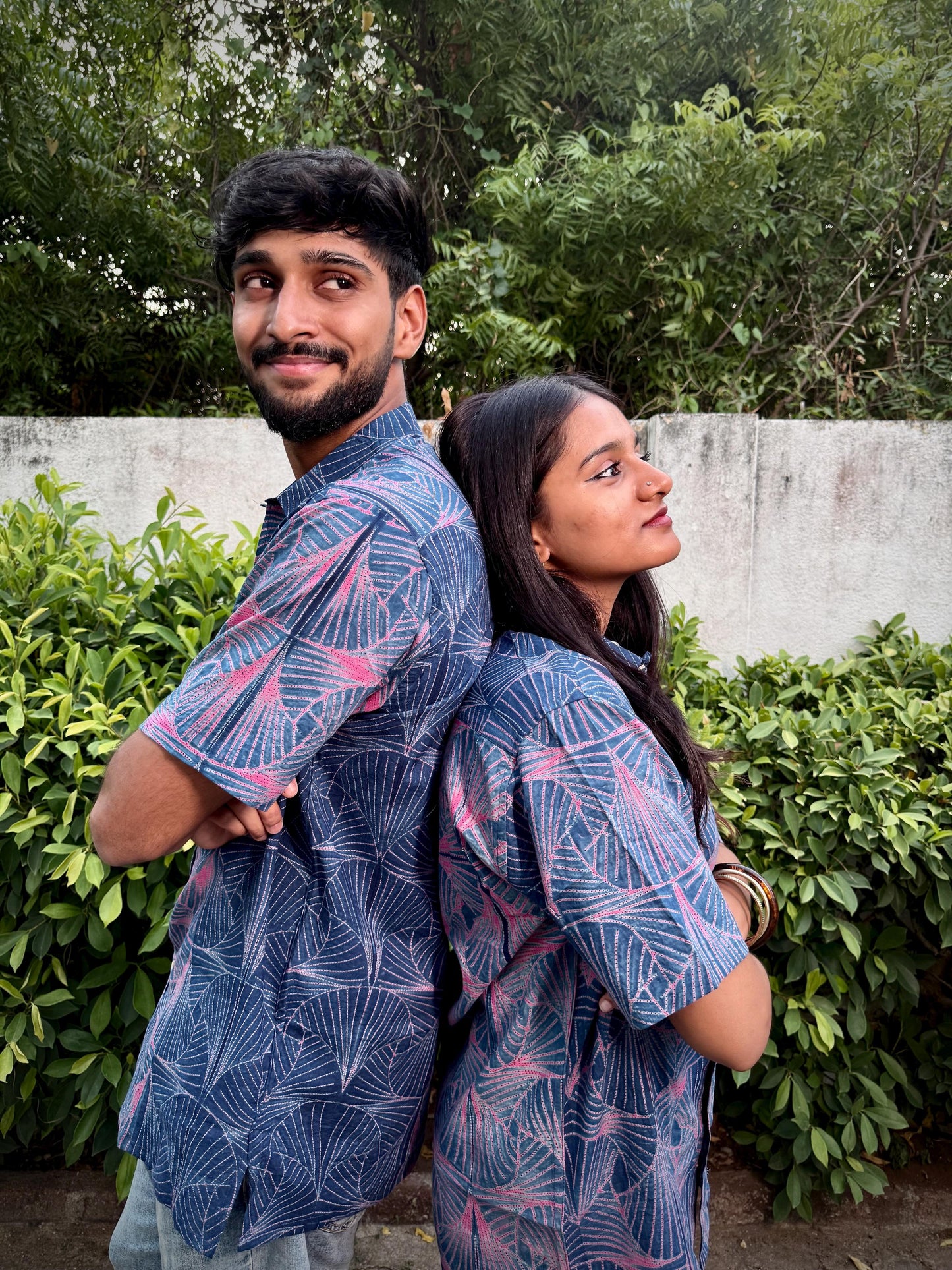 SHIBORI INDIGO PINK THUNDER SHIRT
