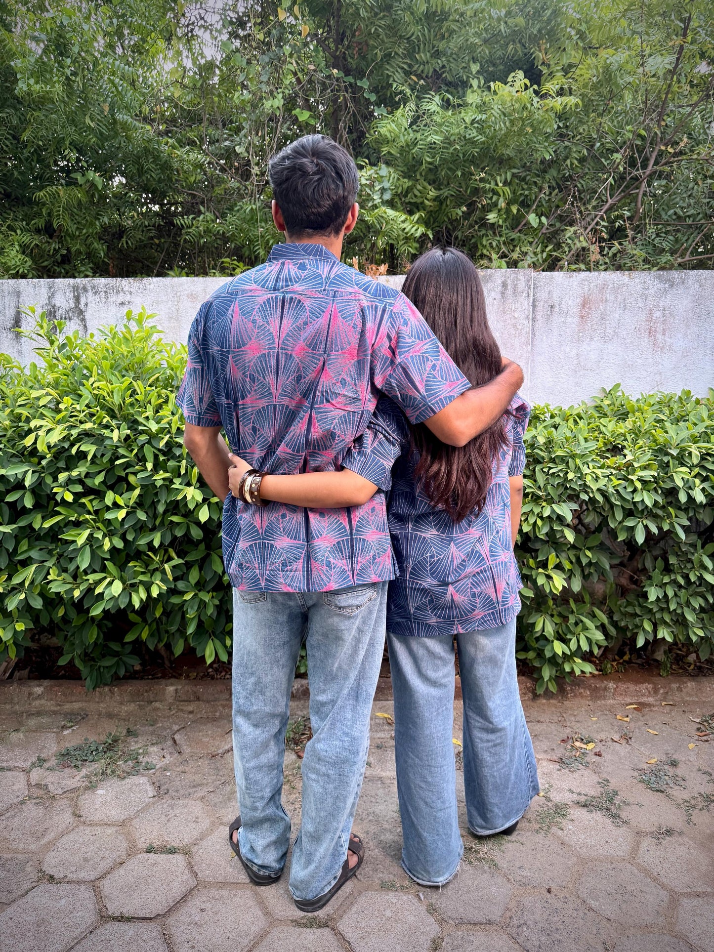 SHIBORI INDIGO PINK THUNDER SHIRT