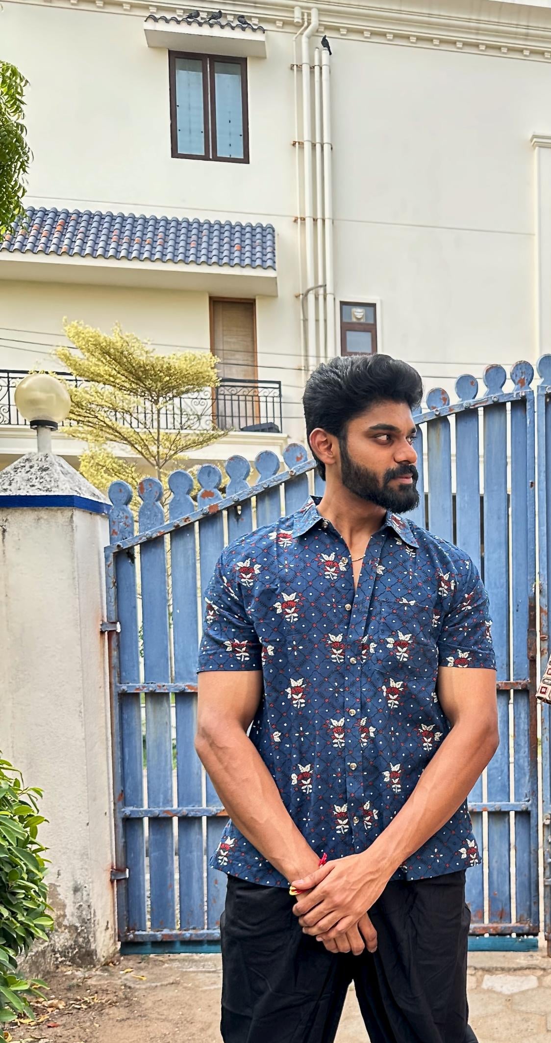 AJRAKH INDIGO CHIRSMAS SHIRT