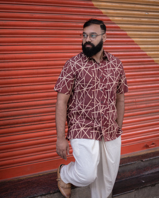 AJRAKH BROWN ABSTRACT SHIRT