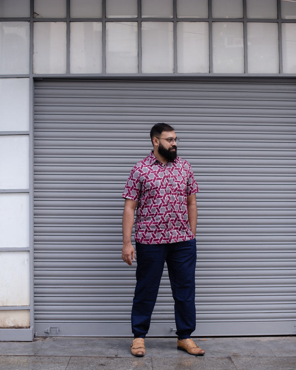 BATIK MAROON HEXAGON SHIRT