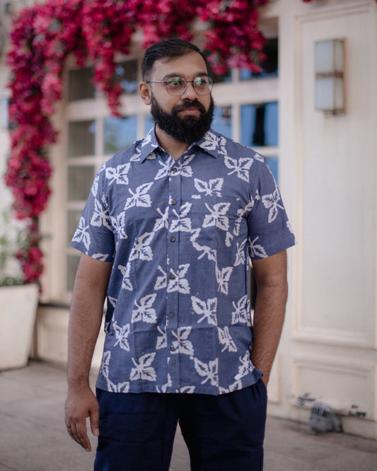 BATIK SKY BLUE LEAF SHIRT