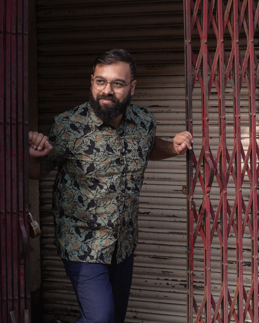 BATIK GREEN BIRD SHIRT