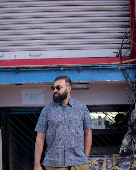 AJRAKH INDIGO SCENERY SHIRT