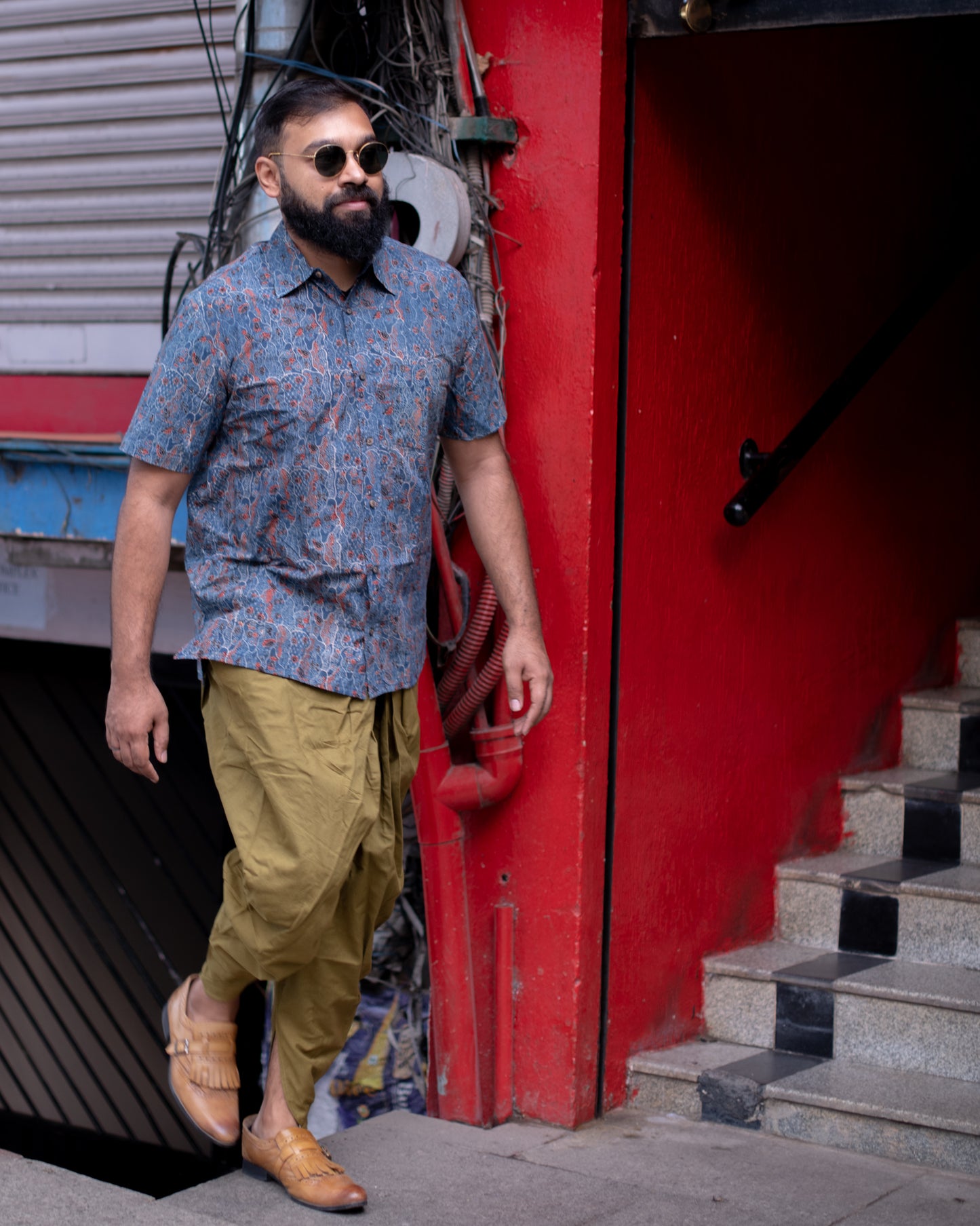 AJRAKH INDIGO SCENERY SHIRT