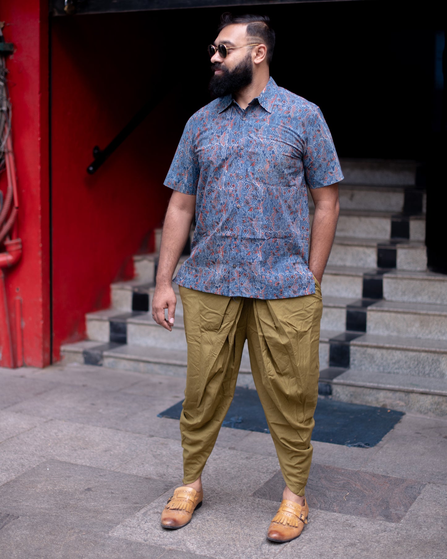 AJRAKH INDIGO SCENERY SHIRT