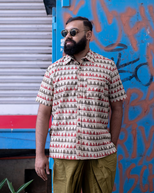KALAMKARI TERACOTTA TRIANGLE SHIRT