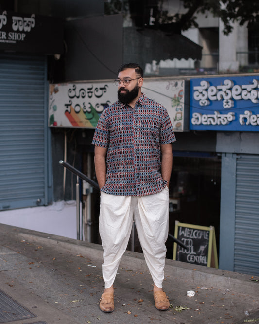 AJRAKH INDIGO CRESENT MOON SHIRT
