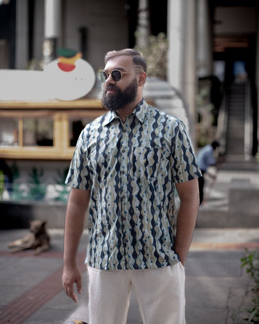 AJRAKH INDIGO WAVES SHIRT