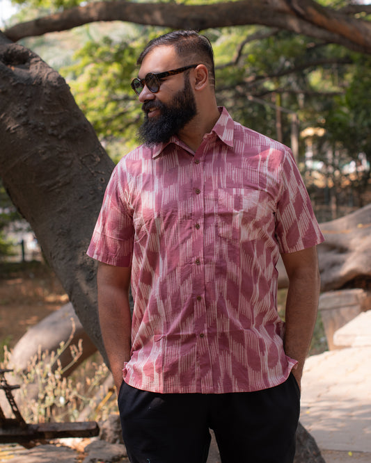 SHIBORI ONION PINK GEOMETRIC SHIRT