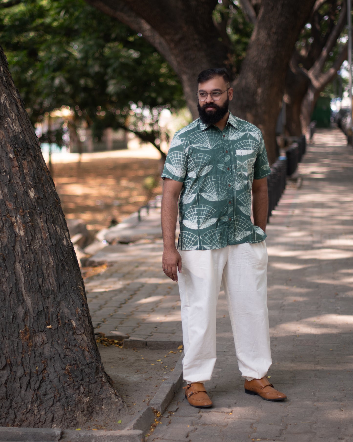 SHIBORI MILITARY GREEN WEB SHIRT