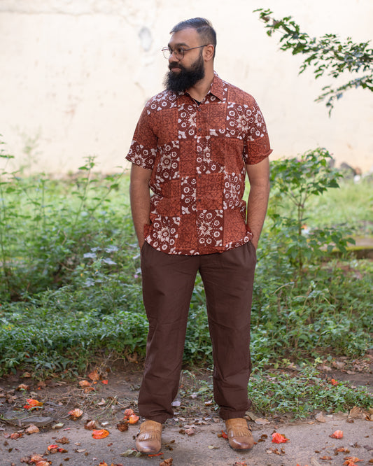 BROWN GEOMETRIC BATIK SHIRT