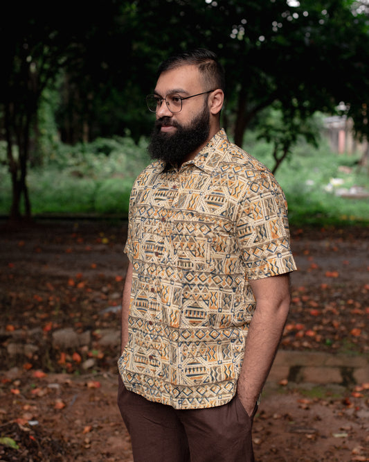 YELLOW GEOMETRIC KALAMKARI SHIRT