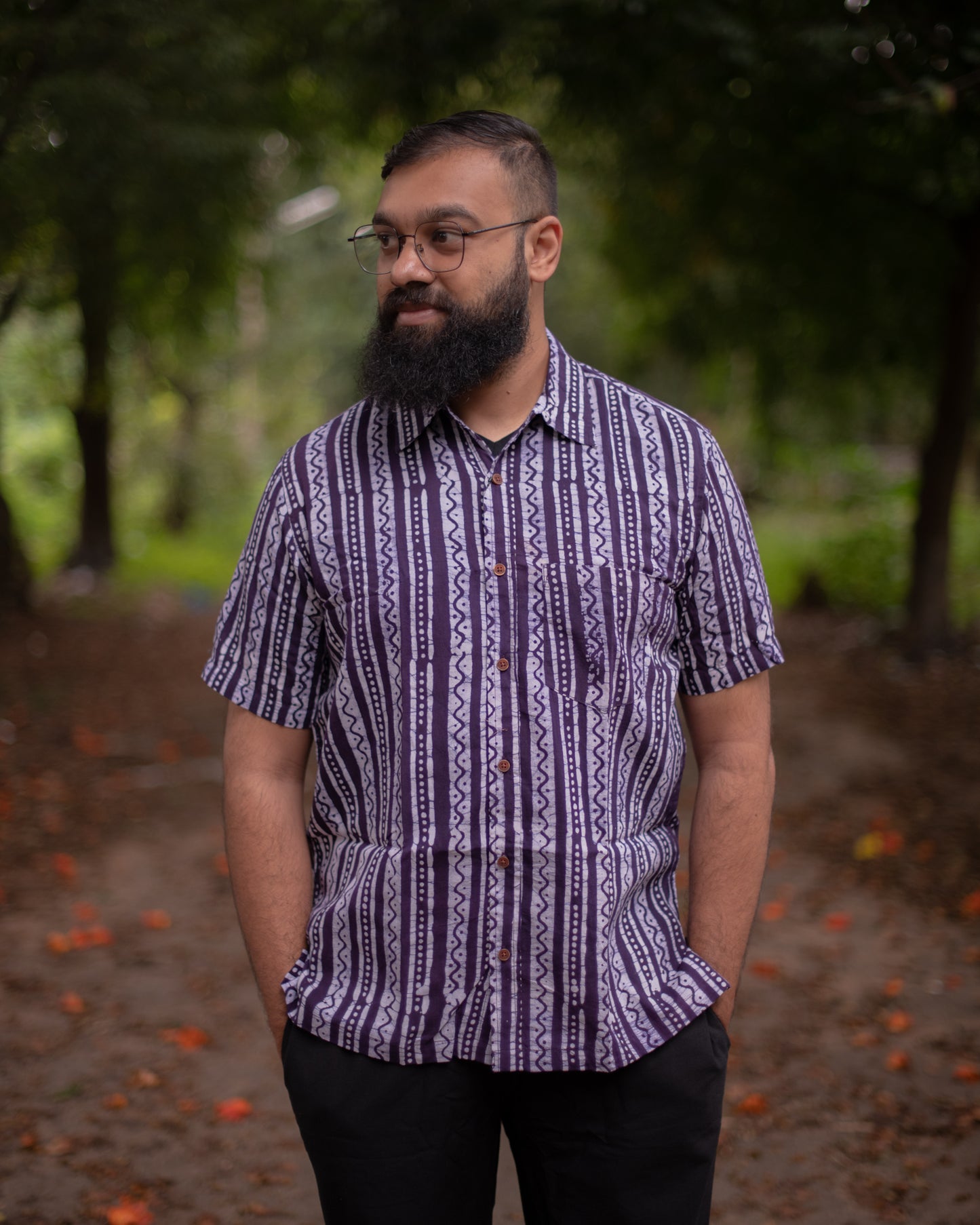 LAVENDER STRIPES BATIK SHIRT