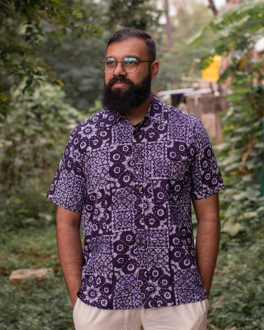 LAVENDER GEOMETRIC BATIK SHIRT