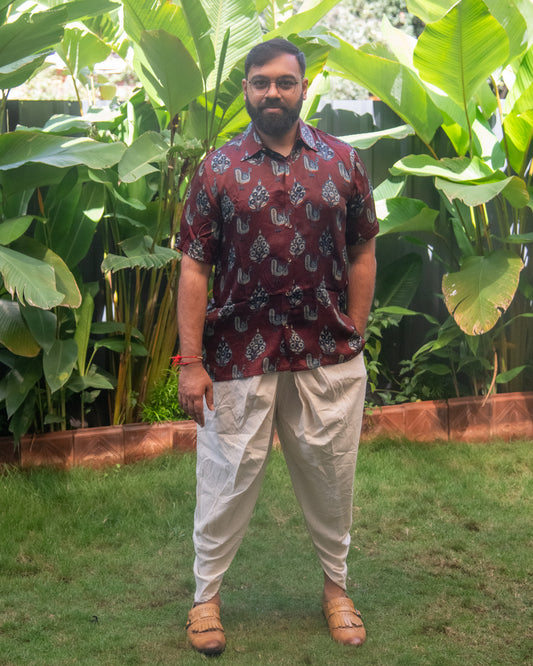 MODALE MAROON PEACOCK SHIRT