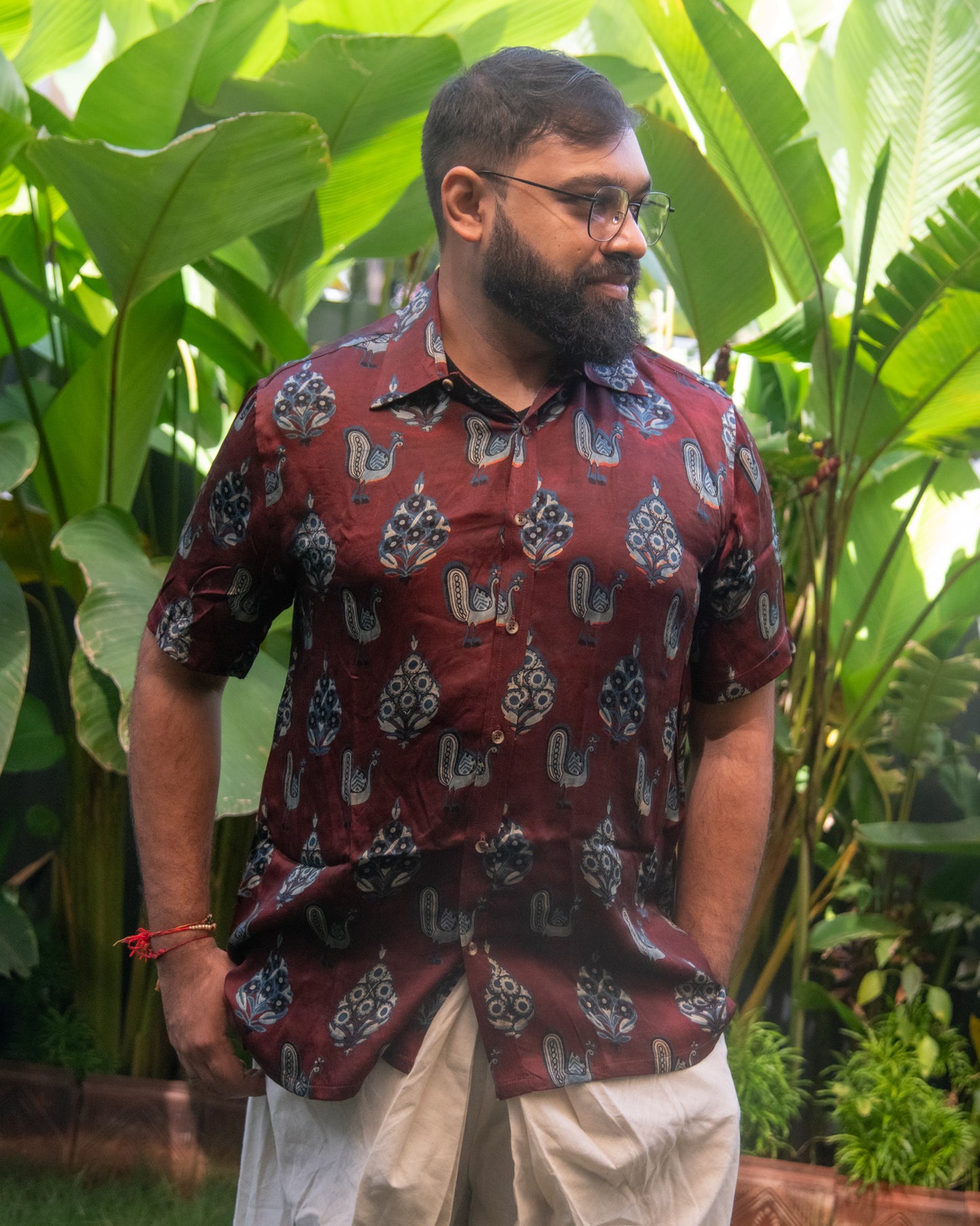 MODALE MAROON PEACOCK SHIRT