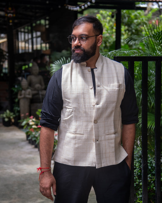 BROWN BIG CHECKS MODI JACKET