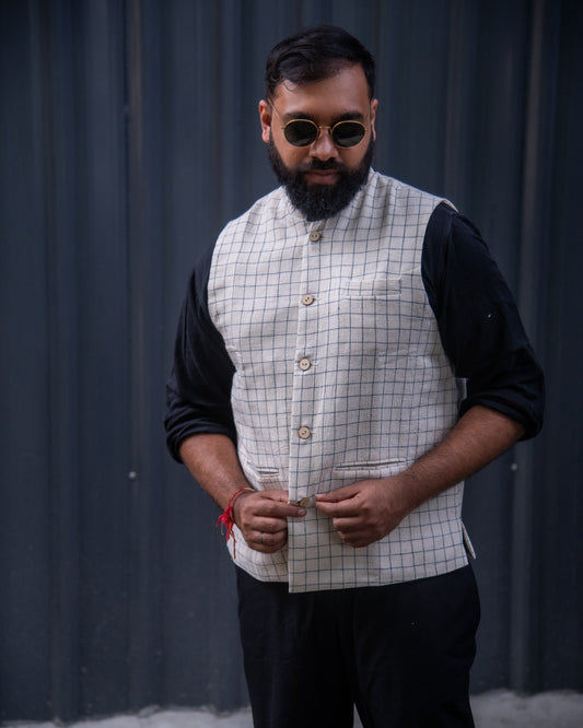 INDIGO BIG CHECKS MODI JACKET