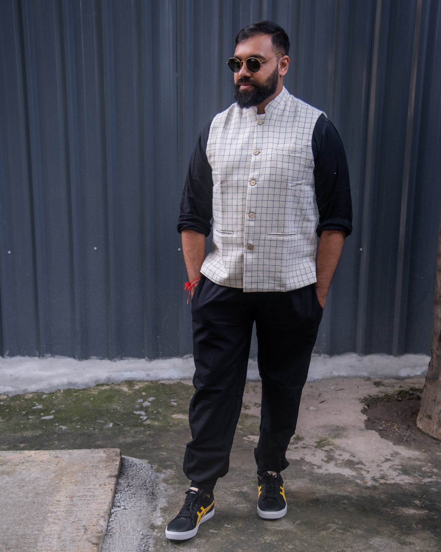 INDIGO BIG CHECKS MODI JACKET