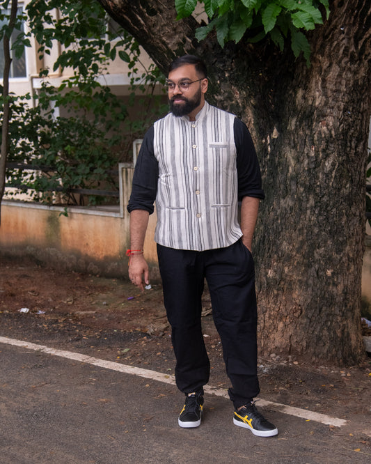 NATURAL GREY STRIPE MODI JACKET