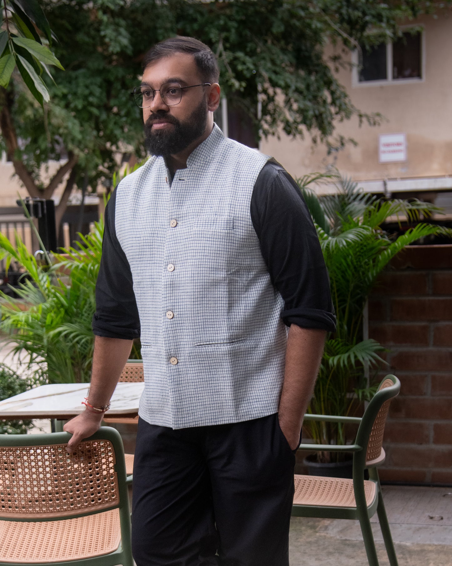 WHITE CHECKS MODI JACKET