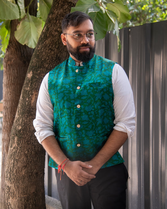 MASHRU GREEN MODI JACKET