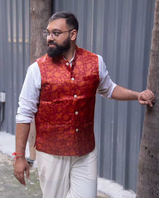MASHRU MAROON MODI JACKET