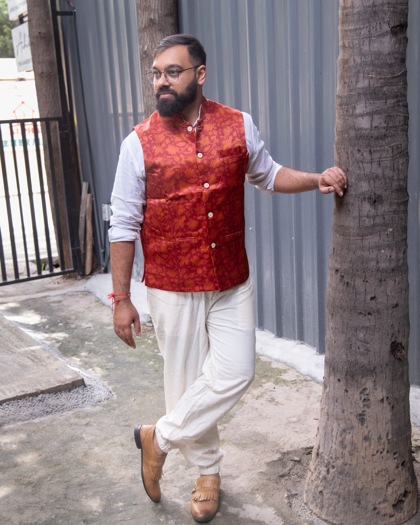 MASHRU MAROON MODI JACKET