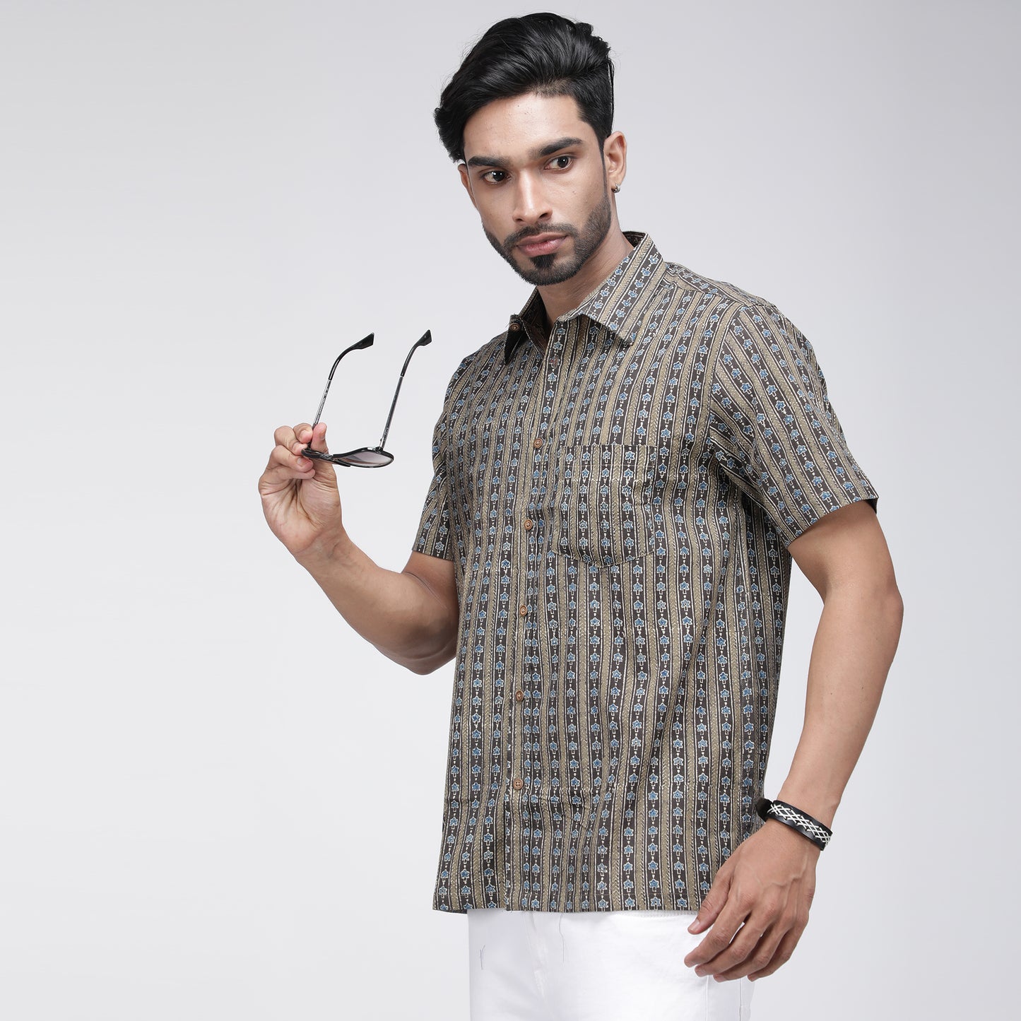 AJRAKH KASHISH STRIPPED SHIRT