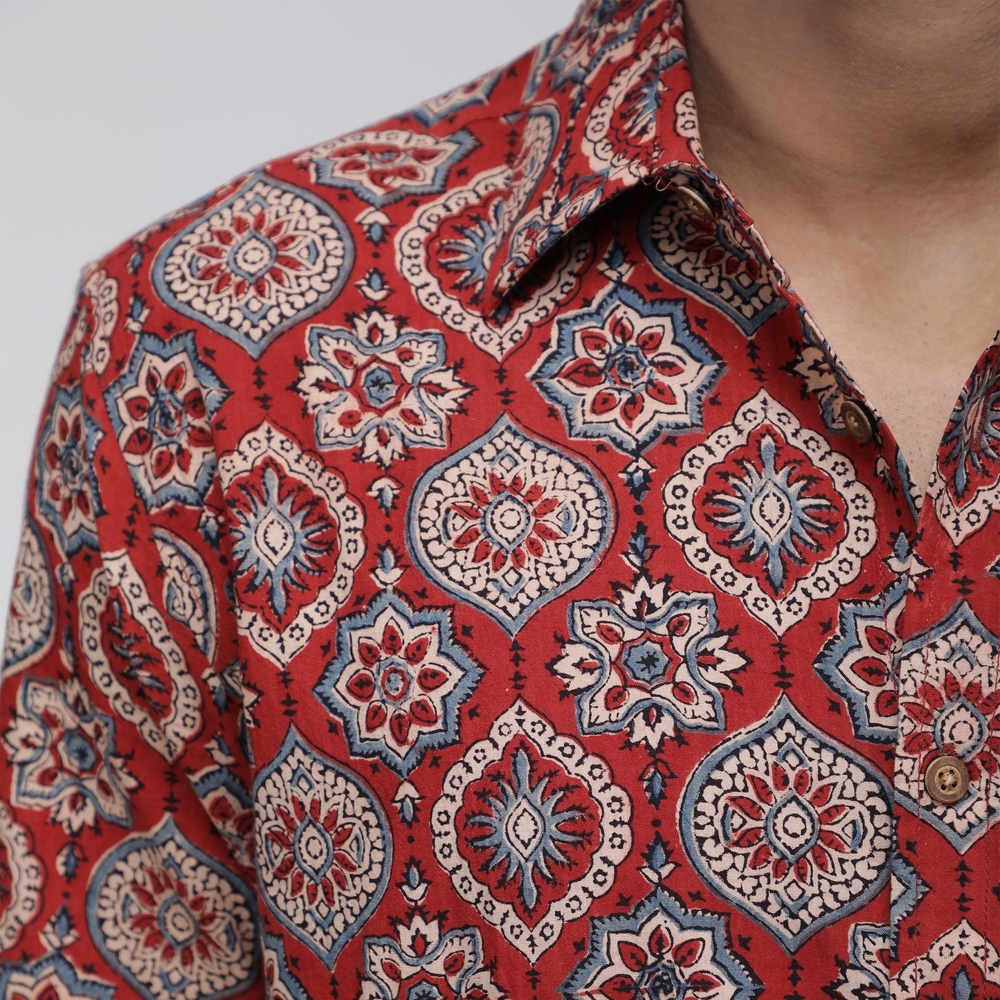 AJRAKH RED ABSTRACT SHIRT